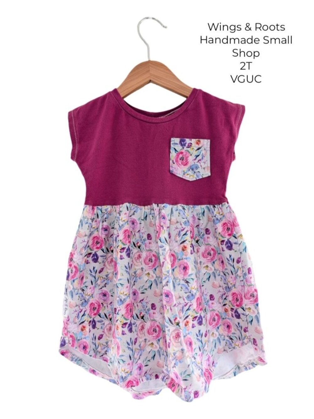 Wings & Roots Floral Pocket Grow With Me Dress | Handmade Small Shop 2T Girls